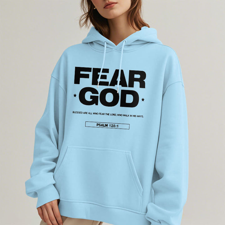 Christianartworkshop Classic Quotation Style Fear God Faith Blessed Fleece Lined Polyester Hoodie - image 27