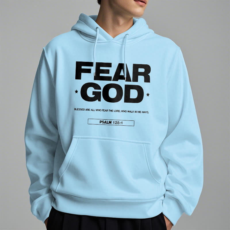 Christianartworkshop Classic Quotation Style Fear God Faith Blessed Fleece Lined Polyester Hoodie - image 28