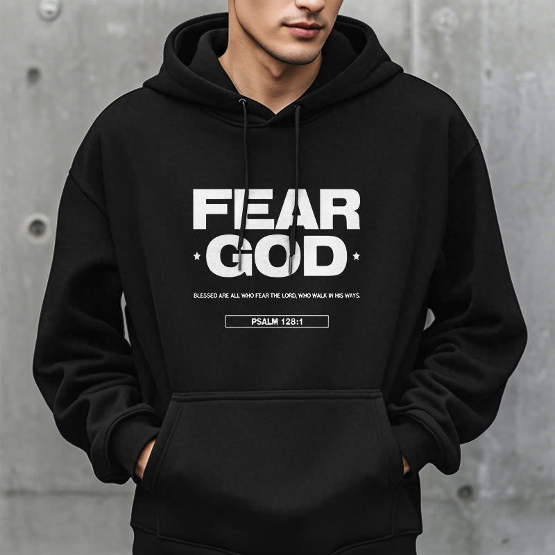 Christianartworkshop Classic Quotation Style Fear God Faith Blessed Fleece Lined Polyester Hoodie - image 1