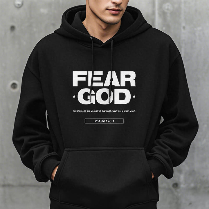 Christianartworkshop Classic Quotation Style Fear God Faith Blessed Fleece Lined Polyester Hoodie - image 1