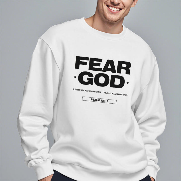 Christianartworkshop Classic Quotation Style Fear God Faith Blessed Fleece Lined Polyester Sweatshirt - image 8
