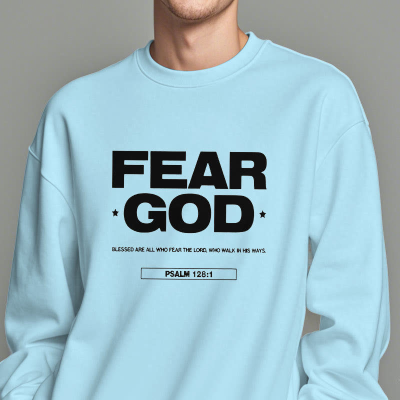 Christianartworkshop Classic Quotation Style Fear God Faith Blessed Fleece Lined Polyester Sweatshirt - image 28