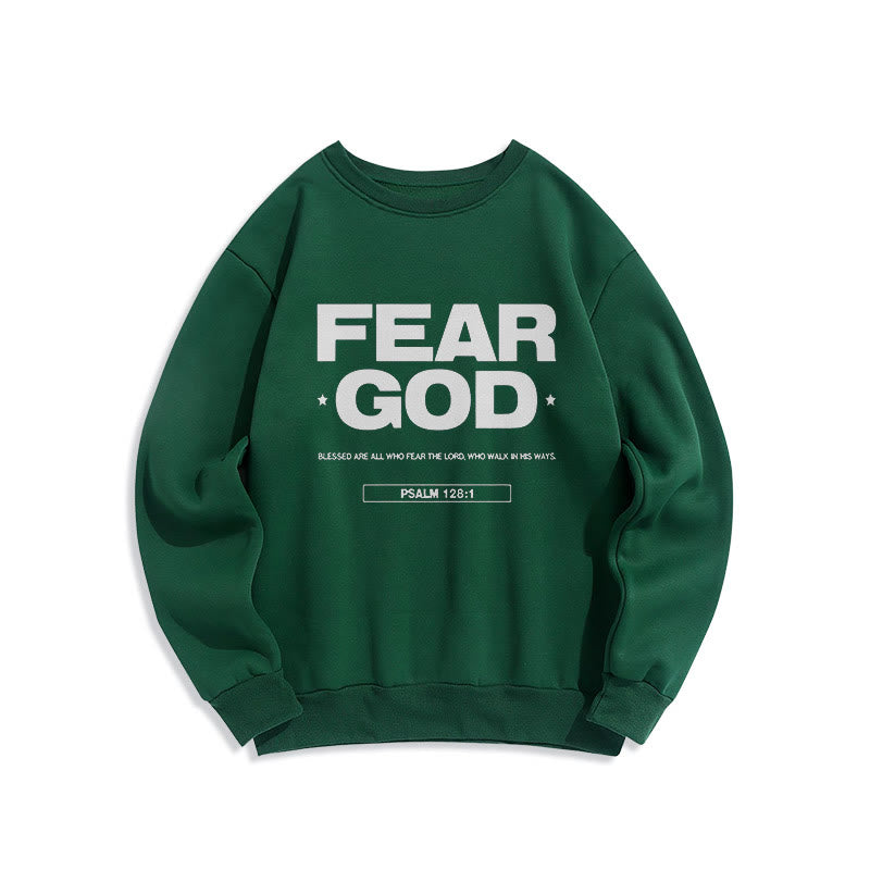 Christianartworkshop Classic Quotation Style Fear God Faith Blessed Fleece Lined Polyester Sweatshirt - Green - 2XL - image 20