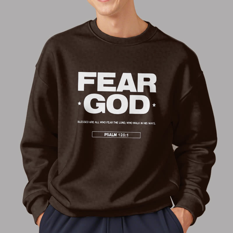 Christianartworkshop Classic Quotation Style Fear God Faith Blessed Fleece Lined Polyester Sweatshirt - image 17