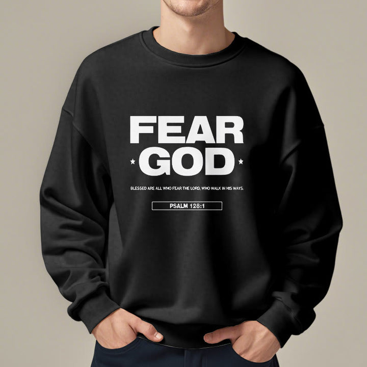 Christianartworkshop Classic Quotation Style Fear God Faith Blessed Fleece Lined Polyester Sweatshirt - image 2