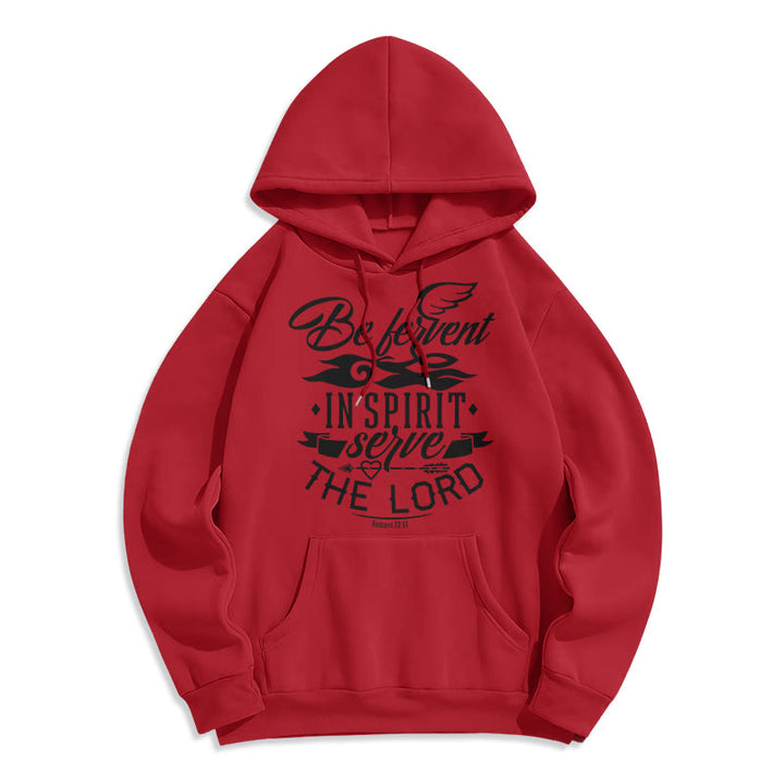 Christianartworkshop Modern Style Be Fervent In Spirit Fleece Lined Polyester Hoodie - Red - 2XL - image 35