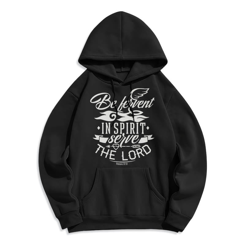Christianartworkshop Modern Style Be Fervent In Spirit Fleece Lined Polyester Hoodie - Black - 2XL - image 5