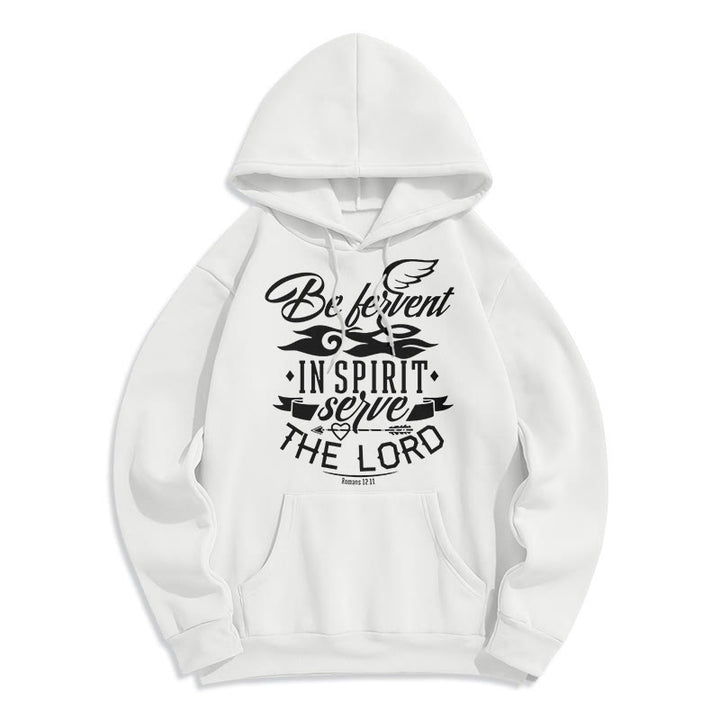 Christianartworkshop Modern Style Be Fervent In Spirit Fleece Lined Polyester Hoodie - White - 2XL - image 0