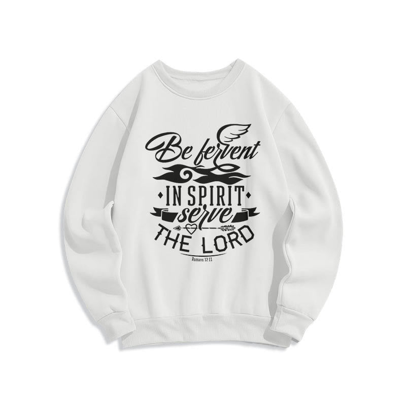 Christianartworkshop Modern Style Be Fervent In Spirit Fleece Lined Polyester Sweatshirt - White - 2XL - image 0