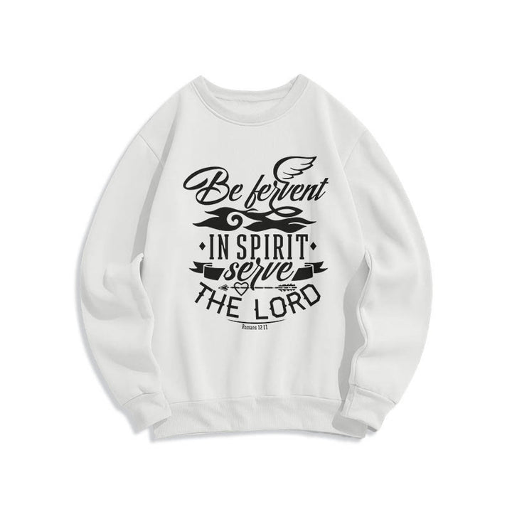 Christianartworkshop Modern Style Be Fervent In Spirit Fleece Lined Polyester Sweatshirt - White - 2XL - image 0