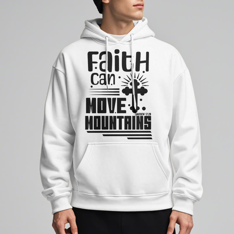 Christianartworkshop Modern Style Faith Can Move Mountains Fleece Lined Polyester Hoodie - image 1