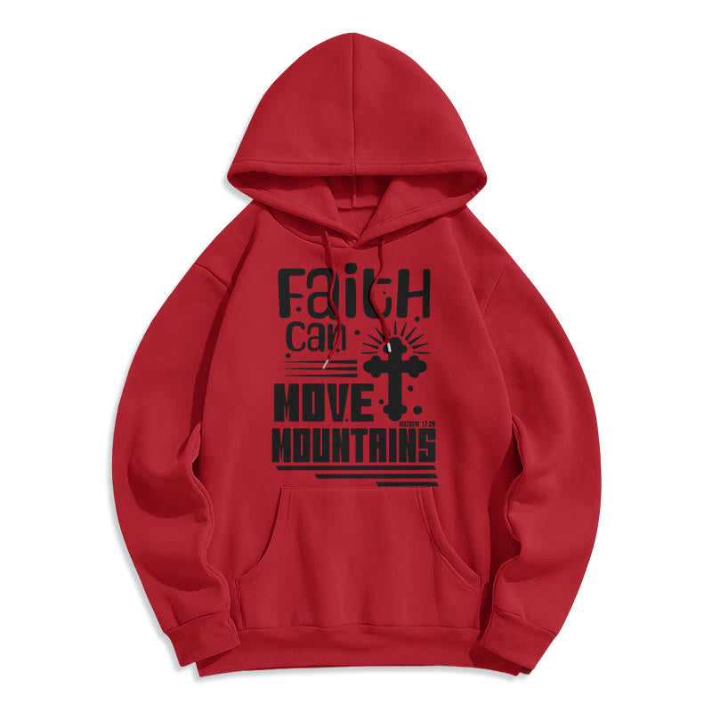 Christianartworkshop Modern Style Faith Can Move Mountains Fleece Lined Polyester Hoodie - Red - 2XL - image 35