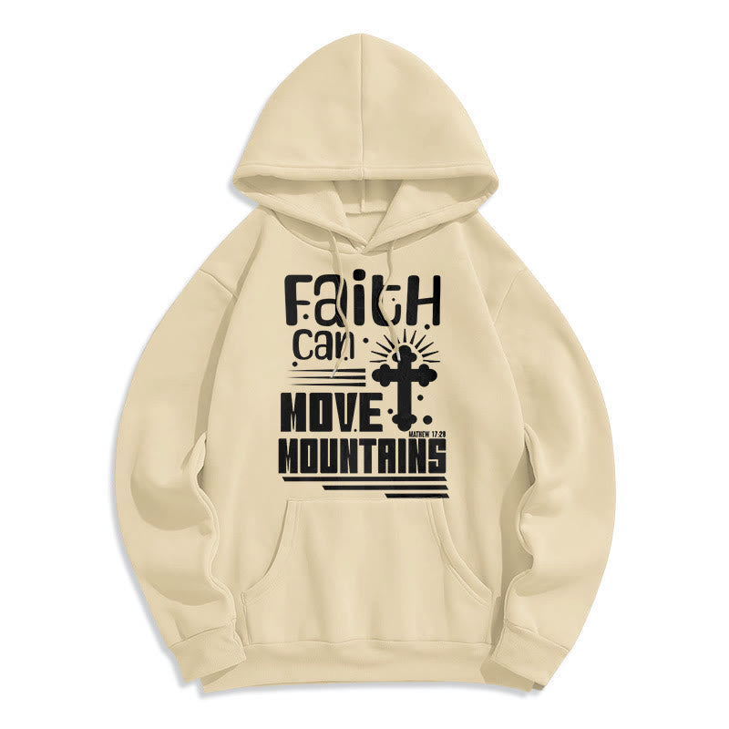 Christianartworkshop Modern Style Faith Can Move Mountains Fleece Lined Polyester Hoodie - Beige - 2XL - image 10