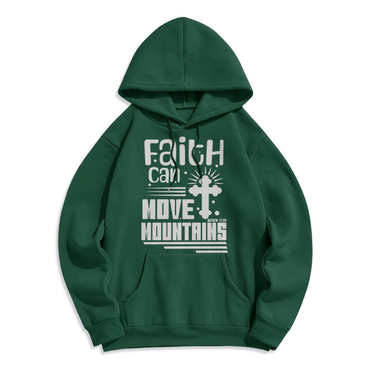 Christianartworkshop Modern Style Faith Can Move Mountains Fleece Lined Polyester Hoodie - Green - 2XL - image 20