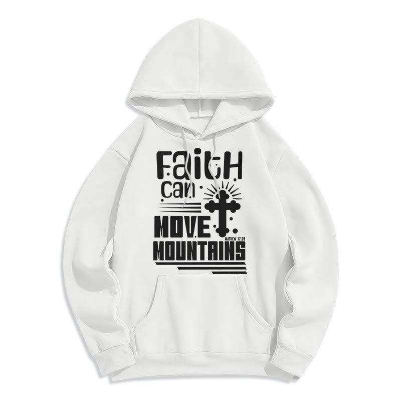 Christianartworkshop Modern Style Faith Can Move Mountains Fleece Lined Polyester Hoodie - White - 2XL - image 0