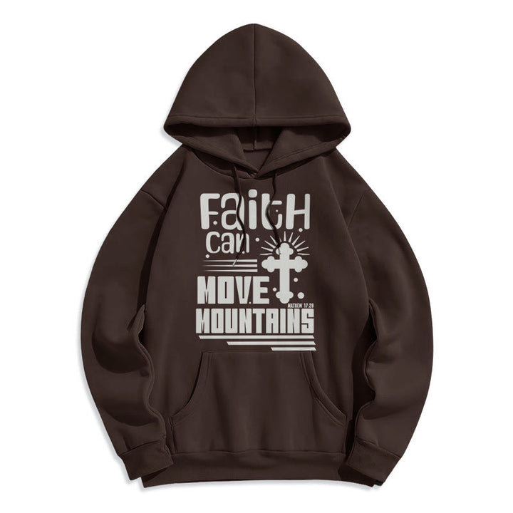 Christianartworkshop Modern Style Faith Can Move Mountains Fleece Lined Polyester Hoodie - Brown - 2XL - image 15