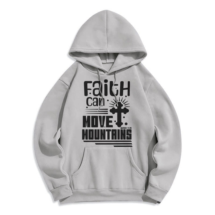 Christianartworkshop Modern Style Faith Can Move Mountains Fleece Lined Polyester Hoodie - Grey - 2XL - image 30