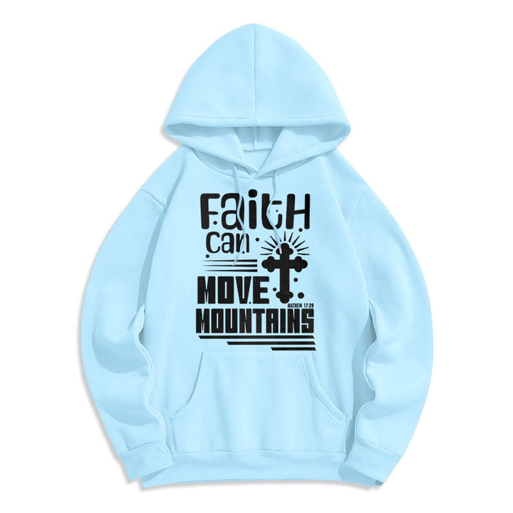 Christianartworkshop Modern Style Faith Can Move Mountains Fleece Lined Polyester Hoodie - Blue - 2XL - image 25