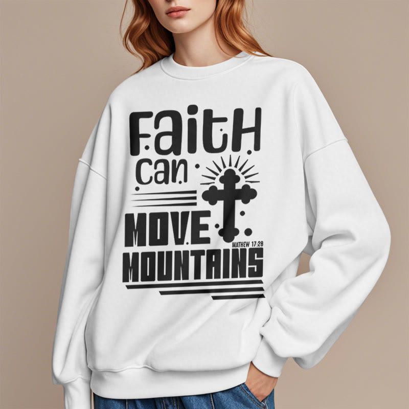 Christianartworkshop Modern Style Faith Can Move Mountains Fleece Lined Polyester Sweatshirt - image 2