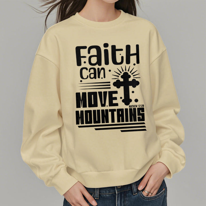 Christianartworkshop Modern Style Faith Can Move Mountains Fleece Lined Polyester Sweatshirt - image 13