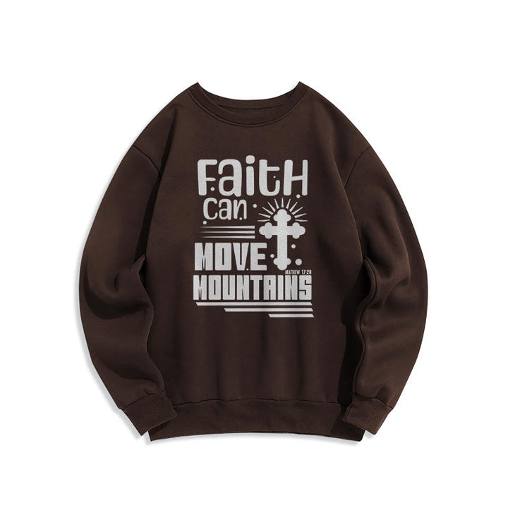 Christianartworkshop Modern Style Faith Can Move Mountains Fleece Lined Polyester Sweatshirt - Brown - 2XL - image 15