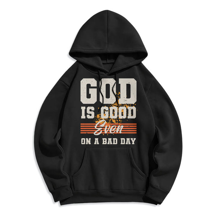 Christianartworkshop Classic Style God Is Good Even On A Bad Day Fleece Lined Polyester Hoodie - Black - 2XL - image 0