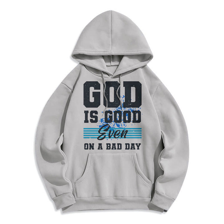 Christianartworkshop Classic Style God Is Good Even On A Bad Day Fleece Lined Polyester Hoodie - Grey - 2XL - image 30