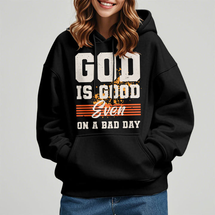 Christianartworkshop Classic Style God Is Good Even On A Bad Day Fleece Lined Polyester Hoodie - image 2