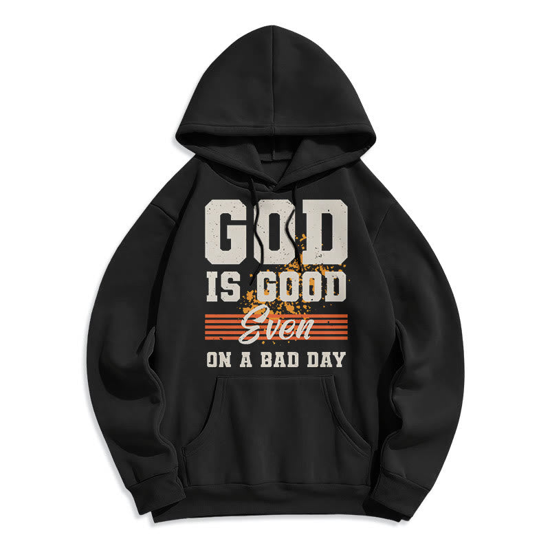 Christianartworkshop Classic Style God Is Good Even On A Bad Day Fleece Lined Polyester Hoodie - Black - 2XL - image 0