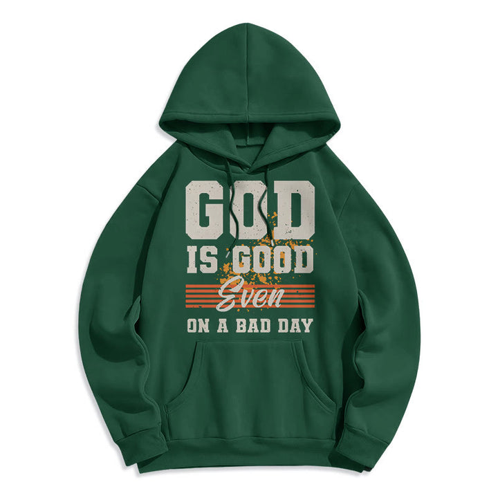 Christianartworkshop Classic Style God Is Good Even On A Bad Day Fleece Lined Polyester Hoodie - Green - 2XL - image 20