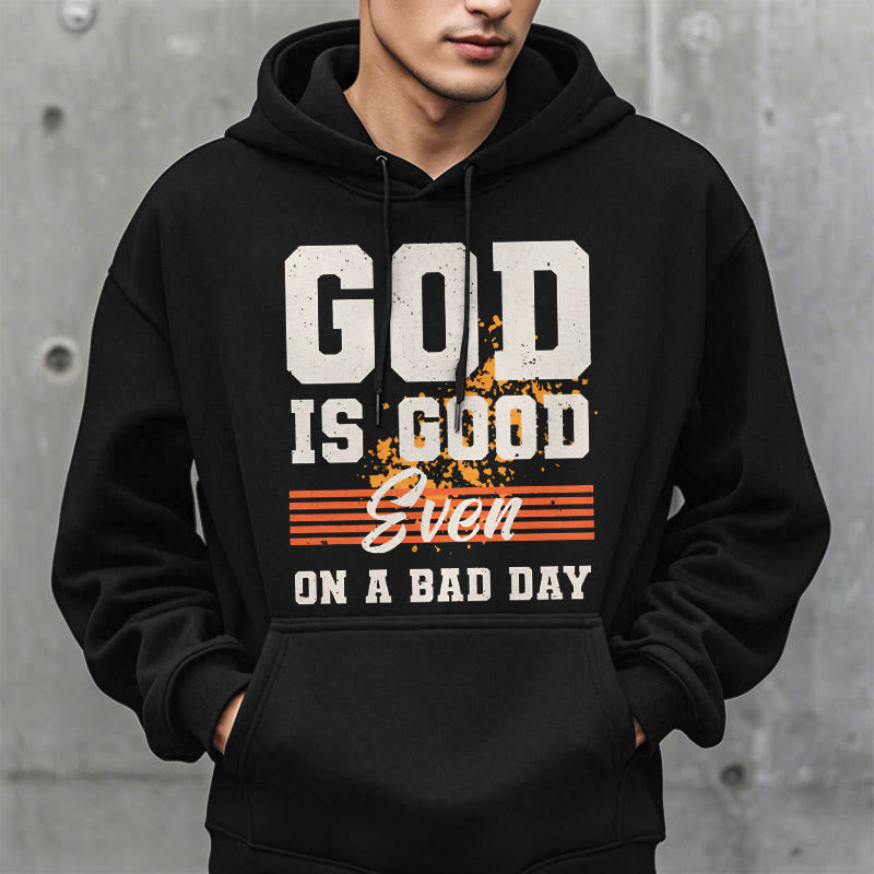 Christianartworkshop Classic Style God Is Good Even On A Bad Day Fleece Lined Polyester Hoodie - image 1