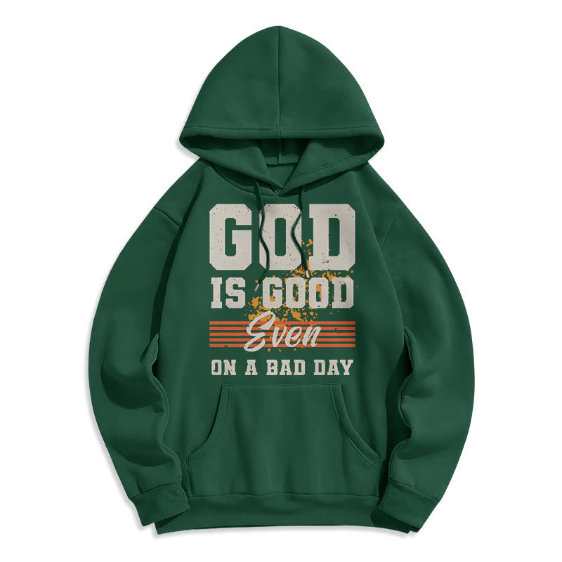 Christianartworkshop Classic Style God Is Good Even On A Bad Day Fleece Lined Polyester Hoodie - Green - 2XL - image 20