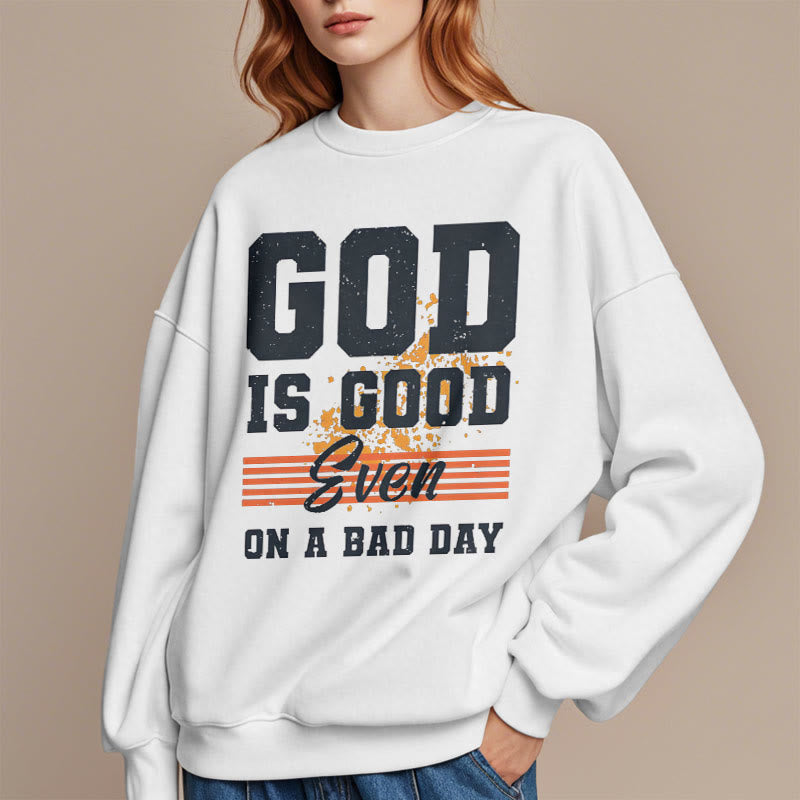 Christianartworkshop Classic Style God Is Good Even On A Bad Day Fleece Lined Polyester Sweatshirt - image 7