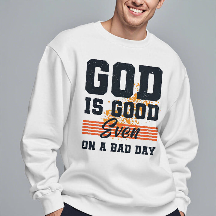 Christianartworkshop Classic Style God Is Good Even On A Bad Day Fleece Lined Polyester Sweatshirt - image 8