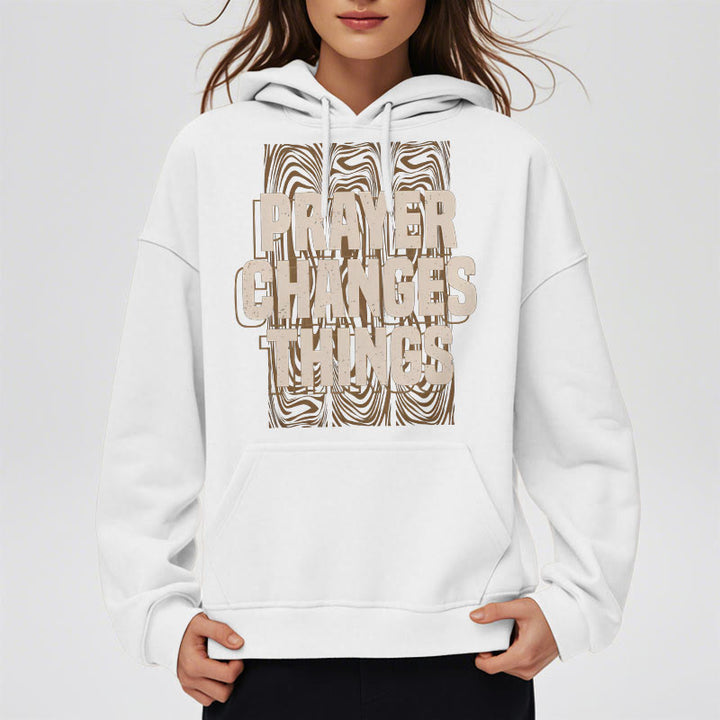 Christianartworkshop Modern Style Prayer Changes Things Fleece Lined Polyester Hoodie - image 8