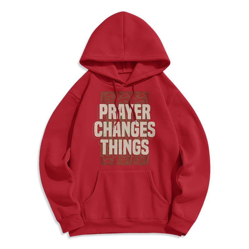 Christianartworkshop Modern Style Prayer Changes Things Fleece Lined Polyester Hoodie - Red - 2XL - image 35