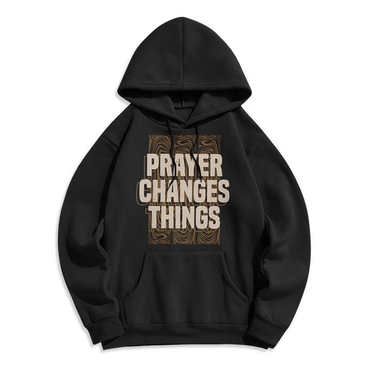 Christianartworkshop Modern Style Prayer Changes Things Fleece Lined Polyester Hoodie - Black - 2XL - image 0