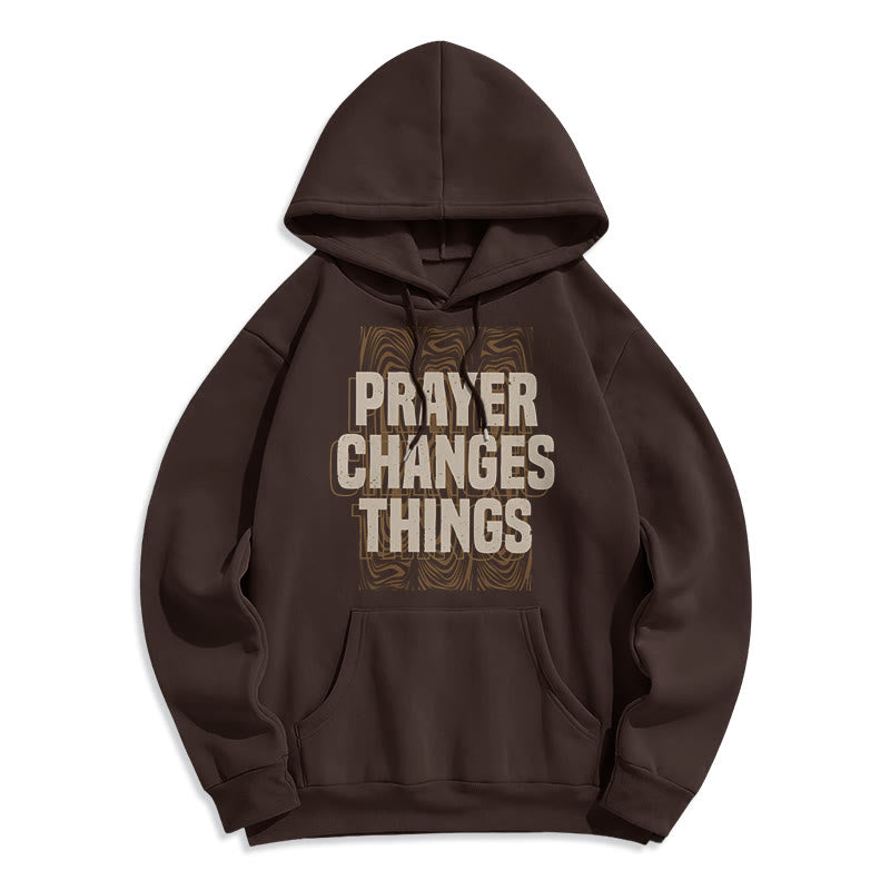 Christianartworkshop Modern Style Prayer Changes Things Fleece Lined Polyester Hoodie - Brown - 2XL - image 15