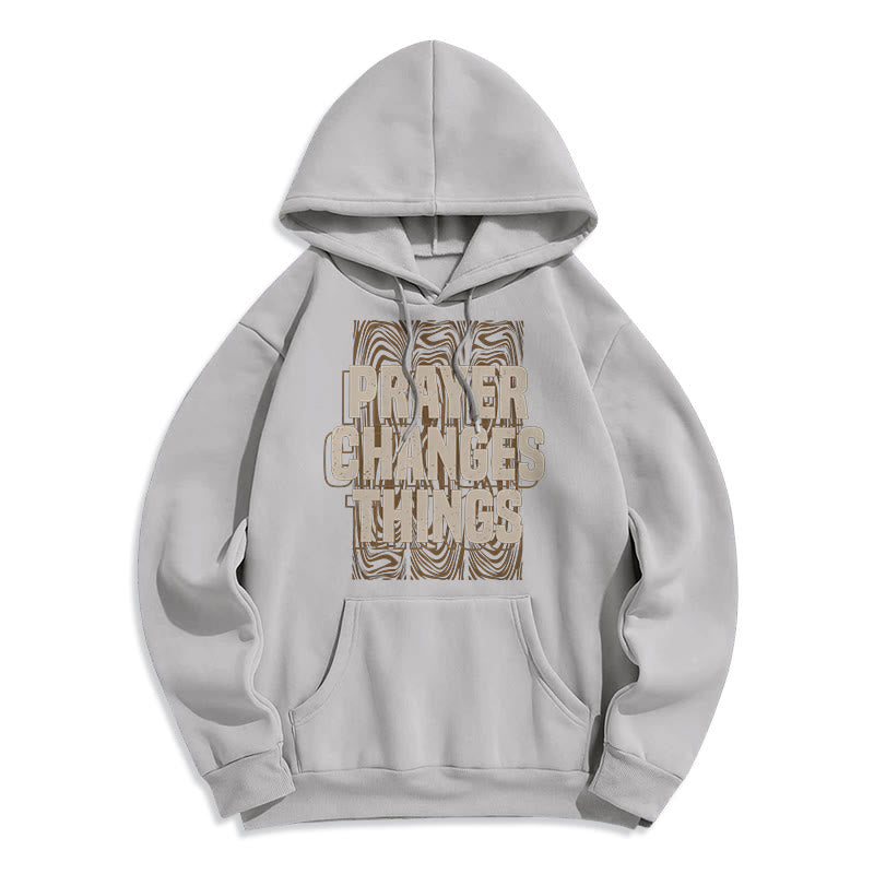 Christianartworkshop Modern Style Prayer Changes Things Fleece Lined Polyester Hoodie - Grey - 2XL - image 30