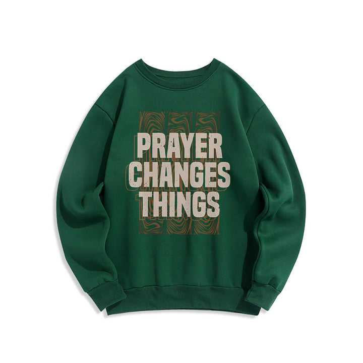 Christianartworkshop Modern Style Prayer Changes Things Fleece Lined Polyester Sweatshirt - Green - 2XL - image 20