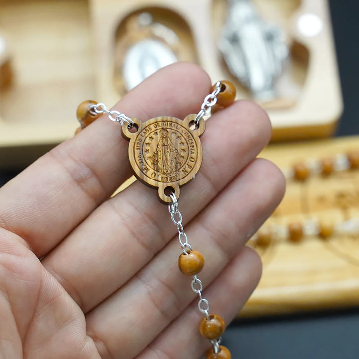 Christianartworkshop Classic Style Devotional Virgin Mary Olive Wood Rosary Set - image 7