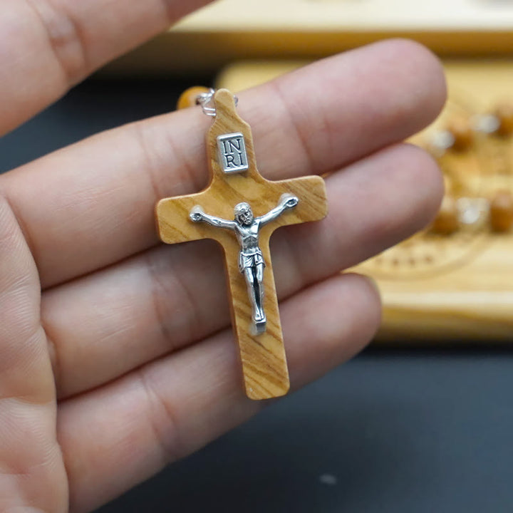 Christianartworkshop Classic Style Devotional Virgin Mary Olive Wood Rosary Set - image 8