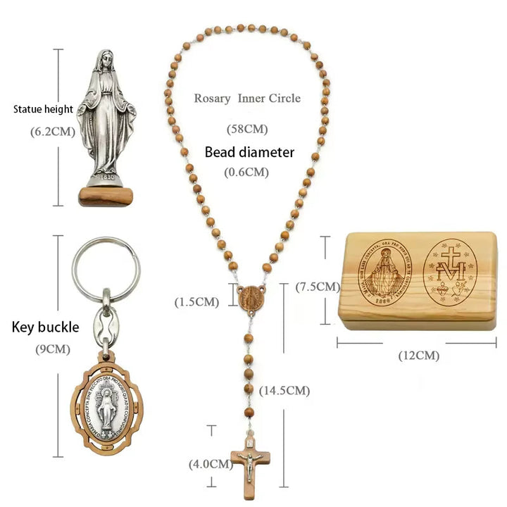 Christianartworkshop Classic Style Devotional Virgin Mary Olive Wood Rosary Set - image 11