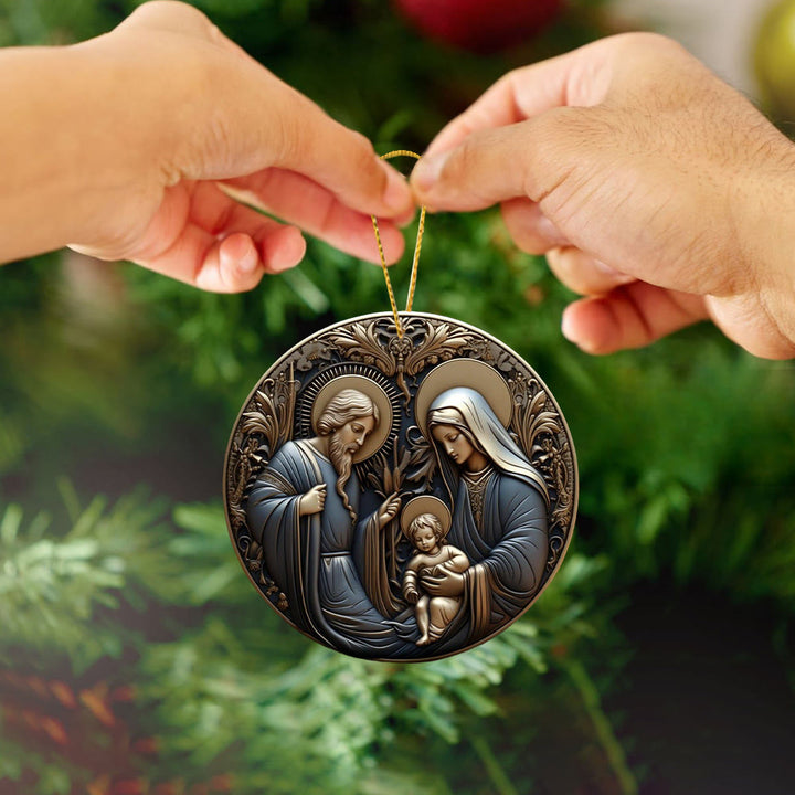 Christianartworkshop Retro Style Nativity Christmas Blessing Hanging Ornaments A - image 1