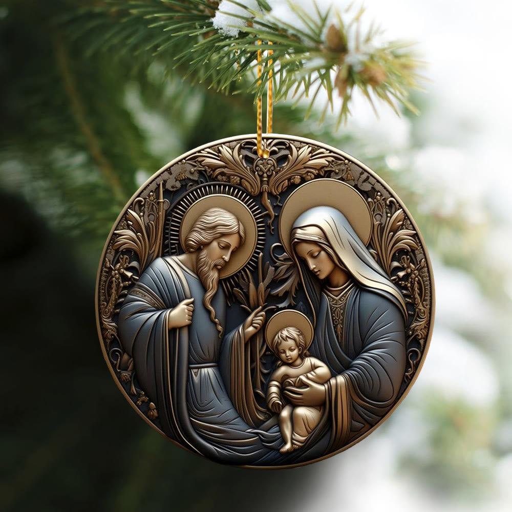 Christianartworkshop Retro Style Nativity Christmas Blessing Hanging Ornaments A - image 2