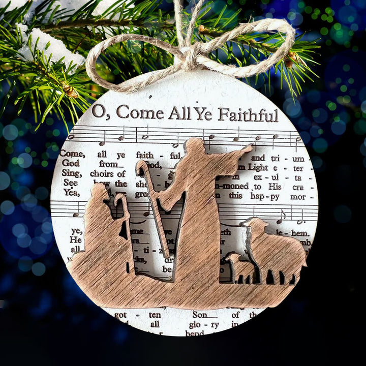 Christianartworkshop 5 Rustic Style Wooden Music Sheet Christmas Nativity Ornaments - Style B - image 6