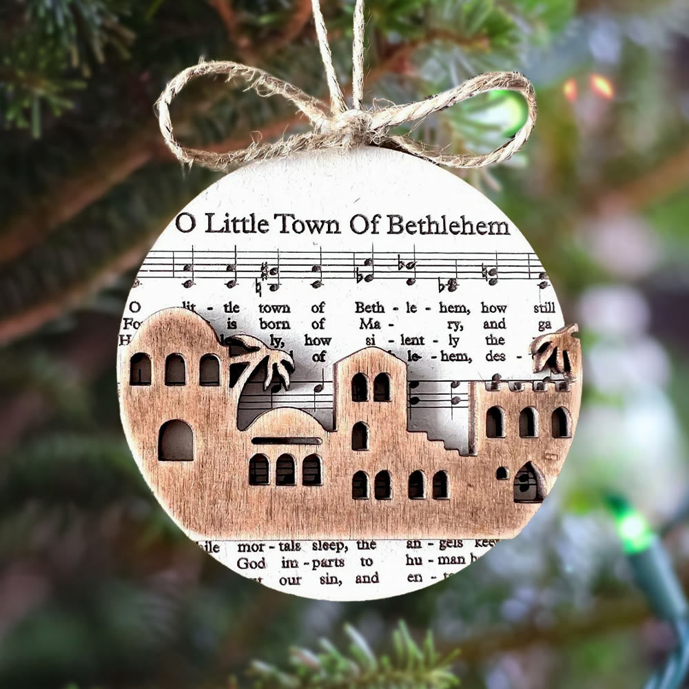 Christianartworkshop 5 Rustic Style Wooden Music Sheet Christmas Nativity Ornaments - Style D - image 8