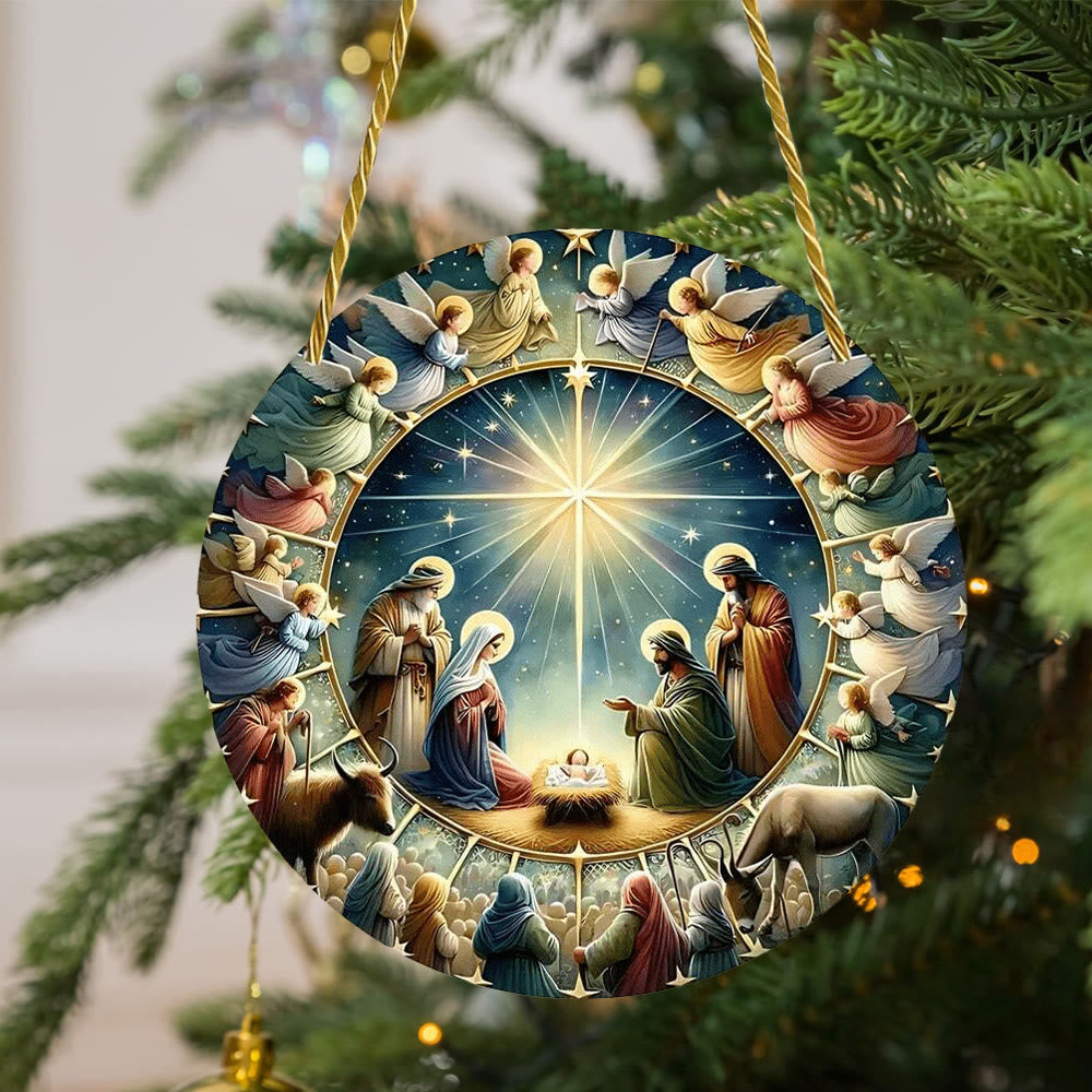 Christianartworkshop Styles Angels Nativity Scene Colorful Hanging Ornaments A - Nativity Scene - image 0