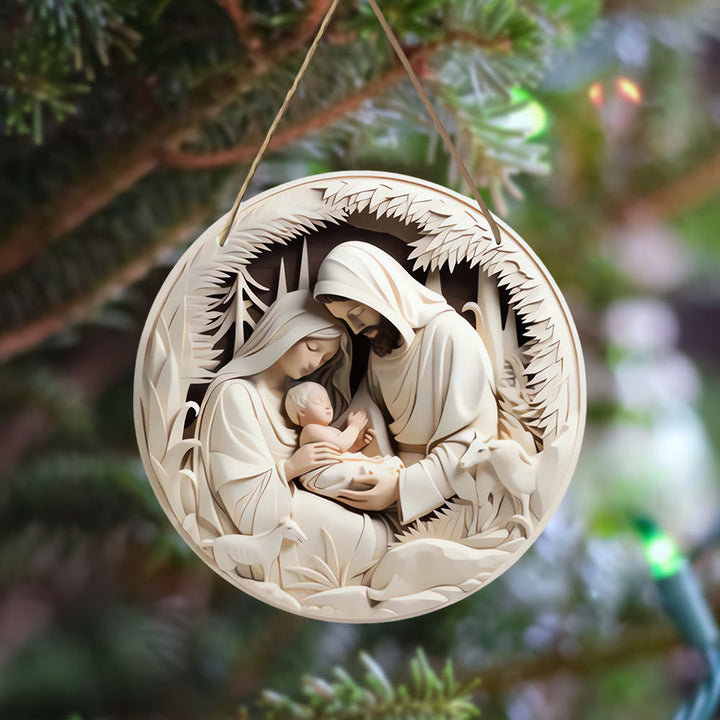 Christianartworkshop Realistic Sculpture Styles Holy Family Nativity Hanging Ornaments B - Nativity Scene - image 0