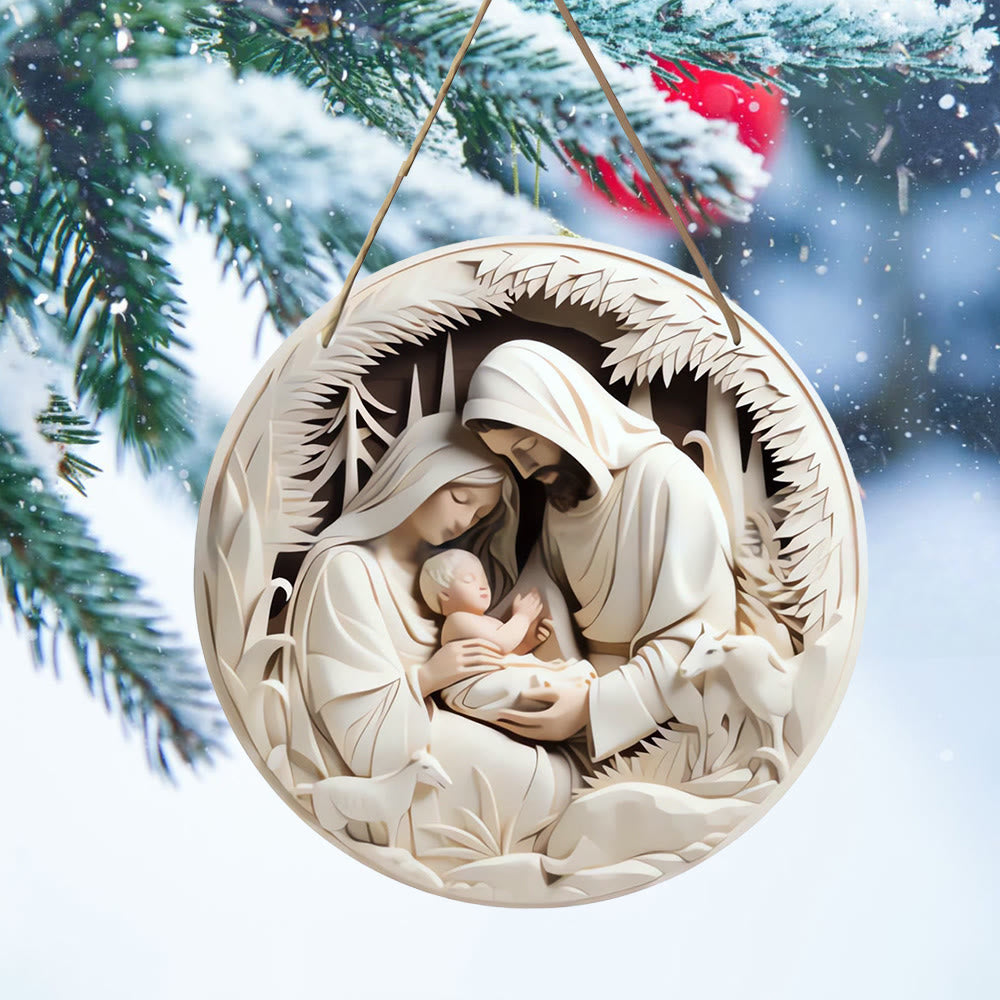 Christianartworkshop Realistic Sculpture Styles Holy Family Nativity Hanging Ornaments B - image 3